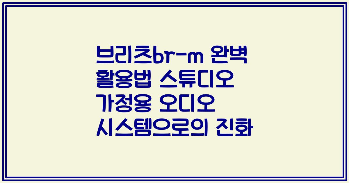 브리츠br-m 완벽 활용법 스튜디오 가정용 오디오 시스템으로의 진화