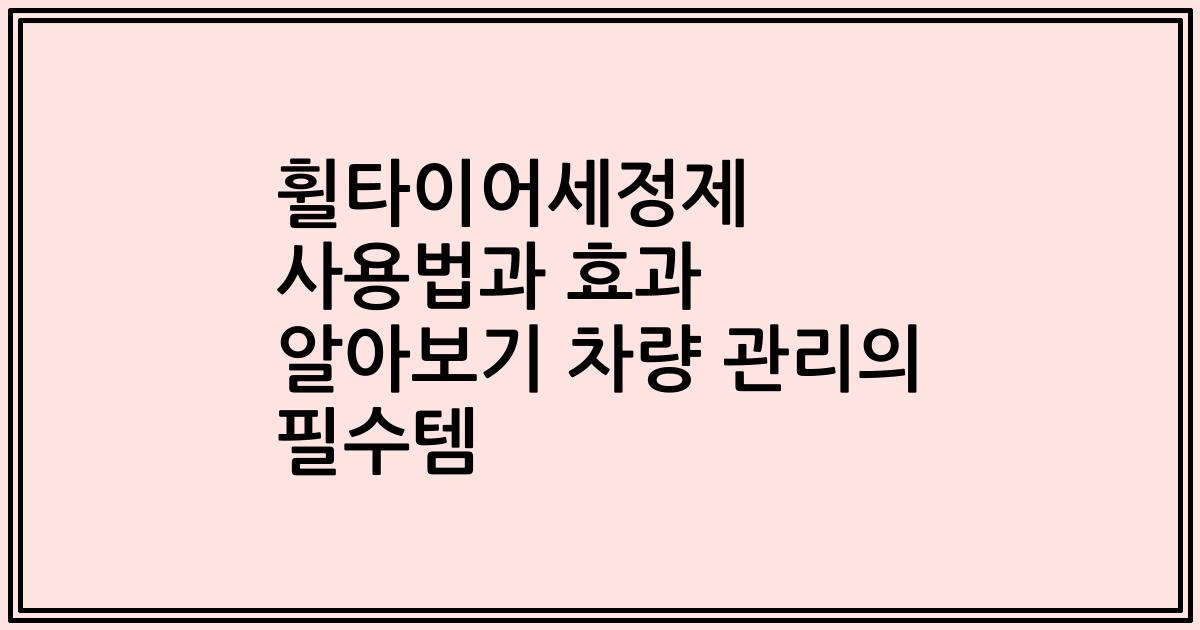 휠타이어세정제 사용법과 효과 알아보기 차량 관리의 필수템