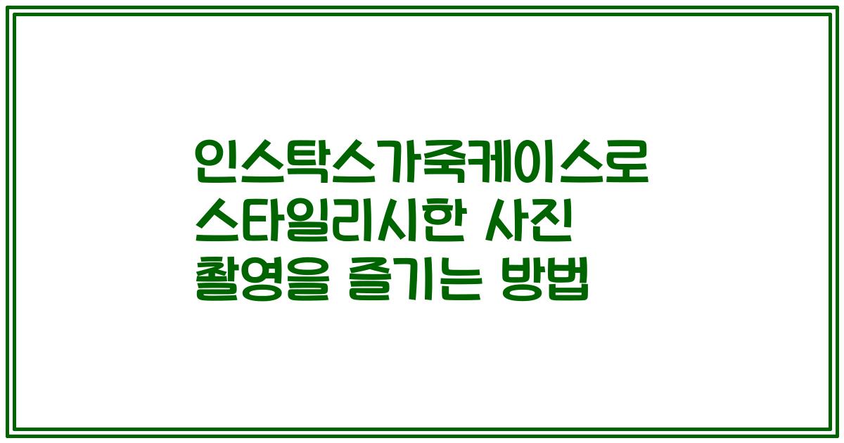 인스탁스가죽케이스로 스타일리시한 사진 촬영을 즐기는 방법