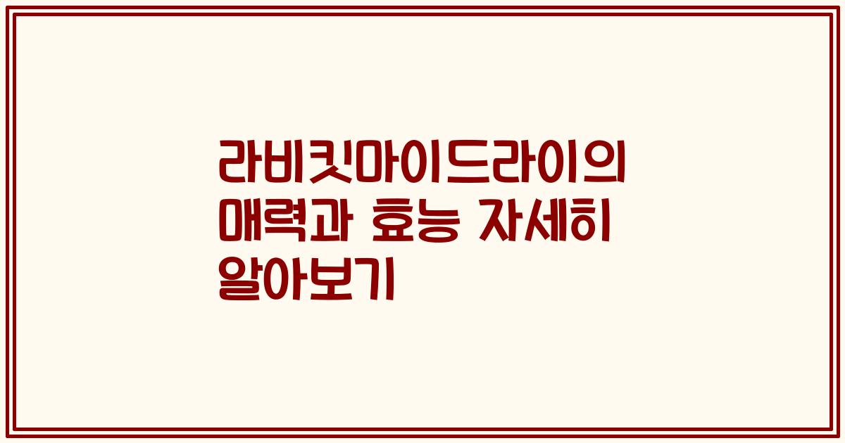 라비킷마이드라이의 매력과 효능 자세히 알아보기