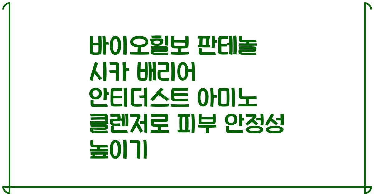 바이오힐보 판테놀 시카 배리어 안티더스트 아미노 클렌저로 피부 안정성 높이기