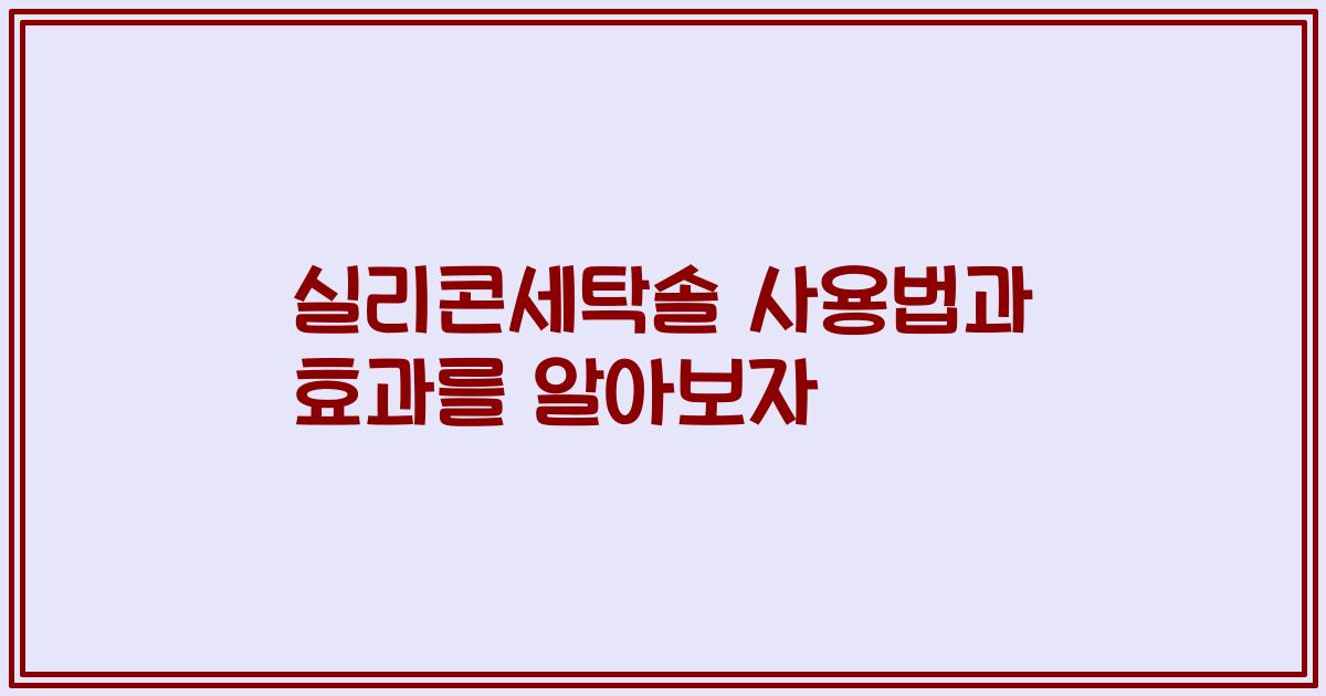 실리콘세탁솔 사용법과 효과를 알아보자