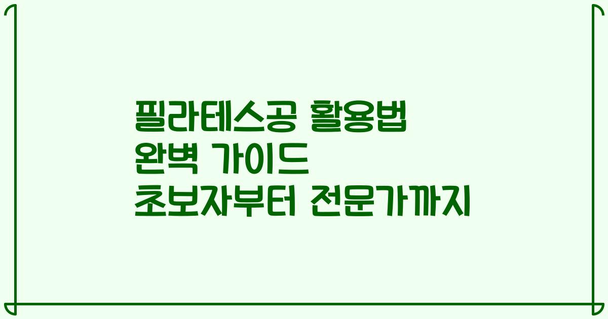 필라테스공 활용법 완벽 가이드 초보자부터 전문가까지