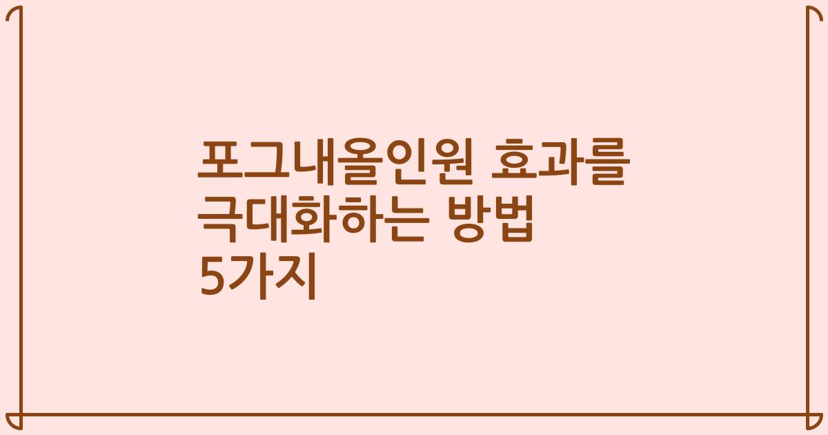 포그내올인원 효과를 극대화하는 방법 5가지