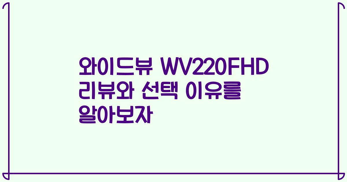 와이드뷰 WV220FHD 리뷰와 선택 이유를 알아보자